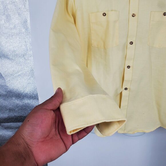 Vintage Par Four Sportswear Shirt Mens XL Yellow Button Front Made in USA - Picture 6 of 10